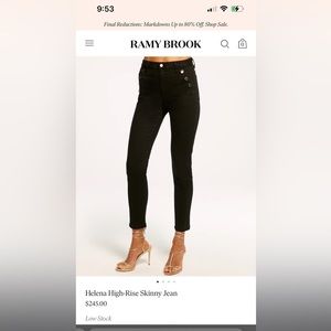 Ramy Brook Black Helena High Rise Skinny Jean